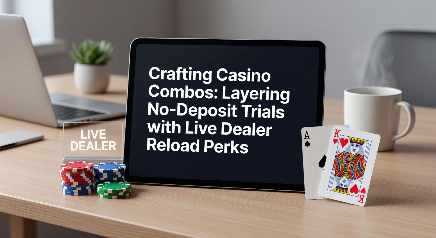 Grafik zeigt gestapelte Casino-Boni mit No-Deposit-Trials und Live-Dealer-Reloads, die zu einer Gewinnkombination führen