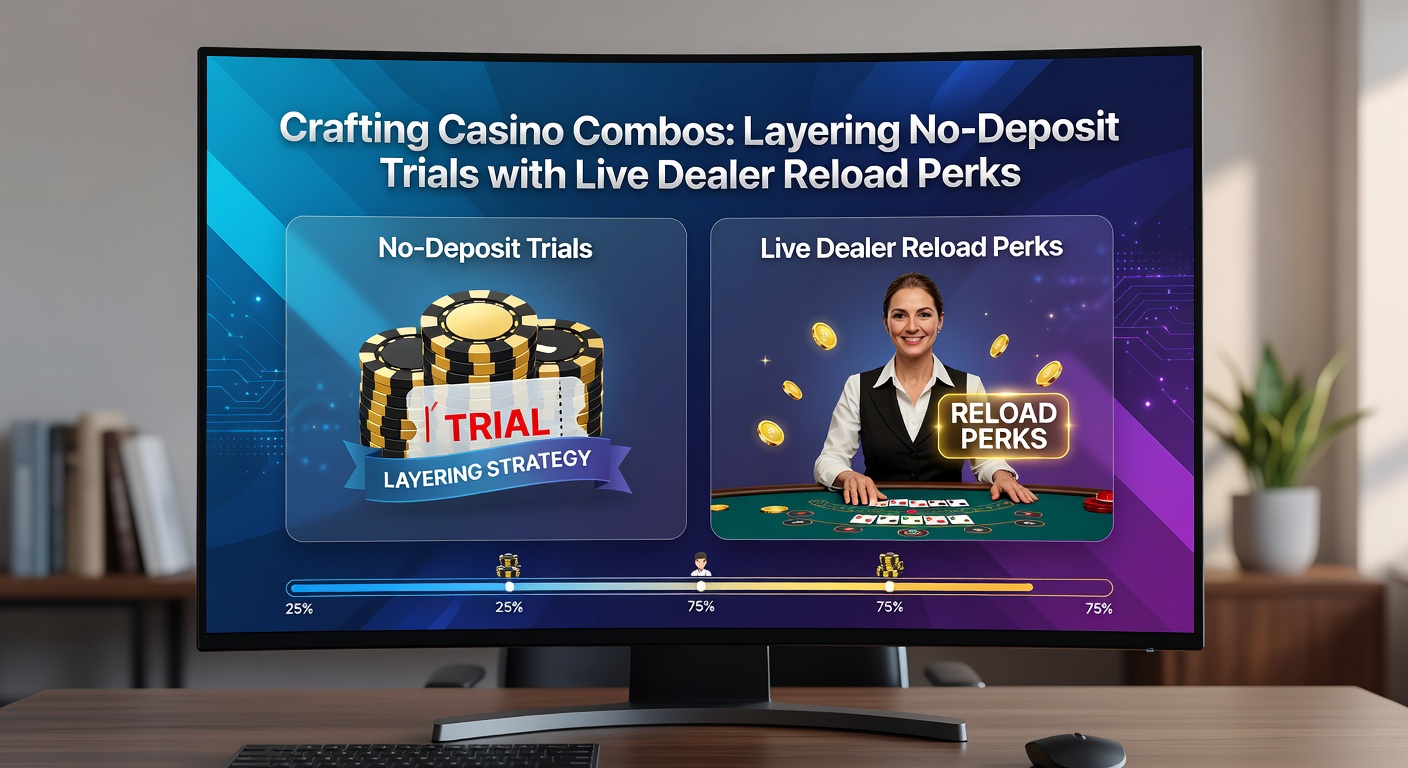 Detaillierte Illustration einer Bonusschichtung mit No-Deposit oben und Live-Reload darunter, ergänzt durch Gewinnpfade